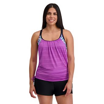Women's ZeroXposur Botany Ruched 2-For Tankini Swim Top