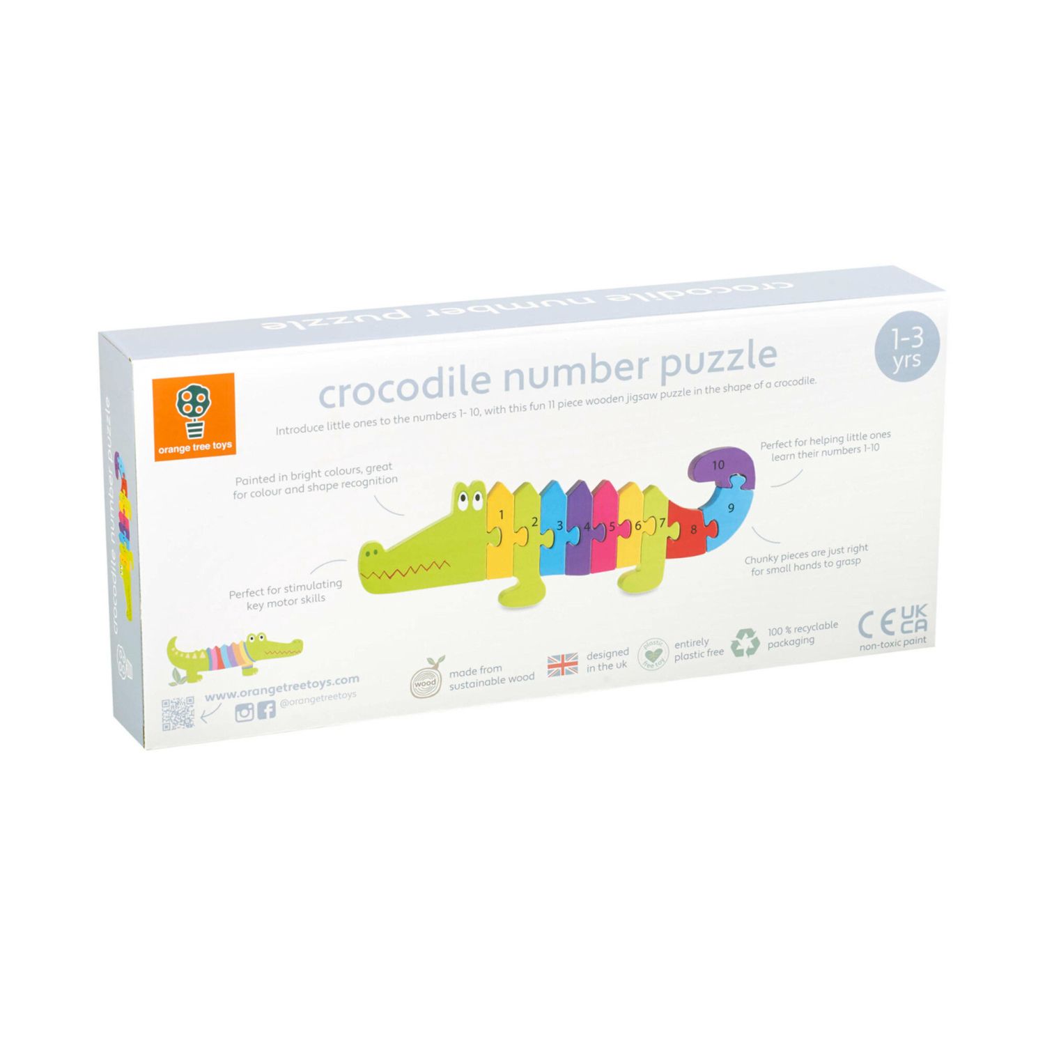 Orologio in legno con 12 numeri colorati Tender Leaf Toys