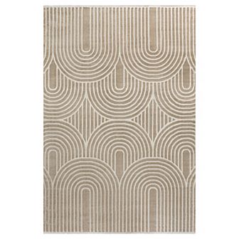 Ariana Midcentury Art Deco Striped Arches Two-tone High-low Area Rug