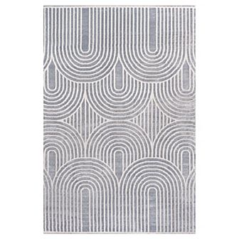 Ariana Midcentury Art Deco Striped Arches Two-tone High-low Area Rug