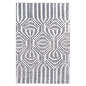 Ariana Midcentury Art Deco Striped Arches Two-tone High-low Area Rug