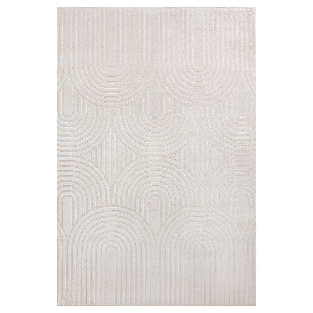 Ariana Midcentury Art Deco Striped Arches Two-tone High-low Area Rug