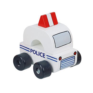 Orange Tree Toys 3-Piece Wooden Taxi Cab, Police Car & Fire Truck Chunky Toy Push Cars