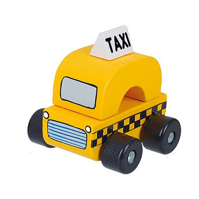 Orange Tree Toys 3-Piece Wooden Taxi Cab, Police Car & Fire Truck Chunky Toy Push Cars