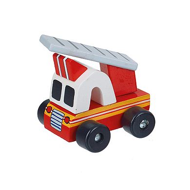 Orange Tree Toys 3-Piece Wooden Taxi Cab, Police Car & Fire Truck Chunky Toy Push Cars