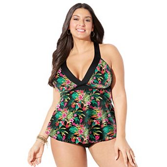 Swimsuits for All Women's Longer Length Surplice Tankini Top