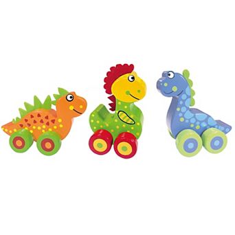Orange Tree Toys 3 pc Wooden Dinosaur Push Toys