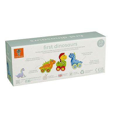 Orange Tree Toys 3-Piece Wooden Dinosaur Push Toys