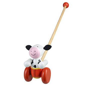 Orange Tree Toys Push & Pull Along Wooden Cow Toy