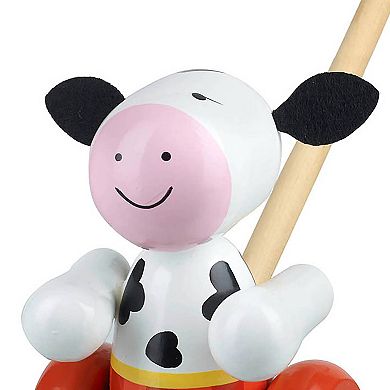Orange Tree Toys Push & Pull Along Wooden Cow Toy