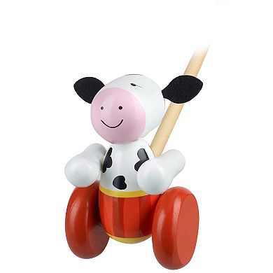 Orange Tree Toys Push & Pull Along Wooden Cow Toy