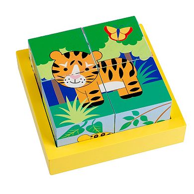 Orange Tree Toys Jungle Animals Four Wooden Blocks Puzzle