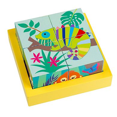 Orange Tree Toys Jungle Animals Four Wooden Blocks Puzzle
