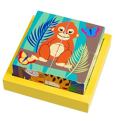 Orange Tree Toys Jungle Animals Four Wooden Blocks Puzzle