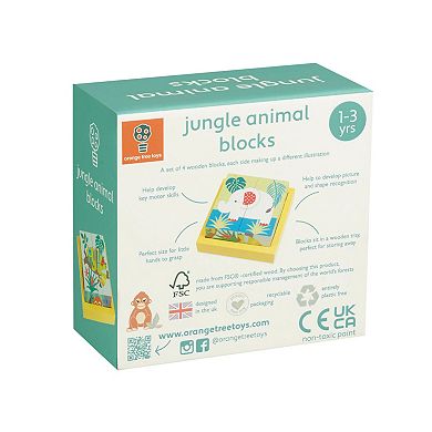 Orange Tree Toys Jungle Animals Four Wooden Blocks Puzzle