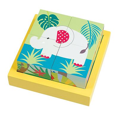 Orange Tree Toys Jungle Animals Four Wooden Blocks Puzzle