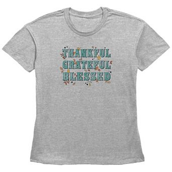 Women's Thankful Grateful Blessed Graphic Tee