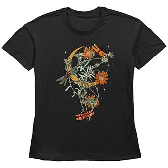 Women's Fall Floral Dragonfly Graphic Tee