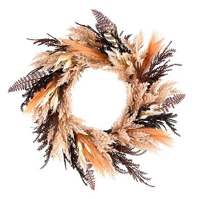 National Tree Company 26-in. Pre-Lit LED Orange and Black Pampass Artificial Wreath
