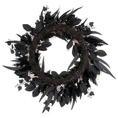 National Tree Company 26-in. Pretty Morbid Faux Black & Pink Carnation Halloween Wreath
