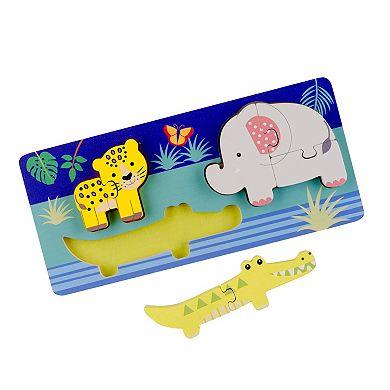 Orange Tree Toys 8-Piece Chunky Wooden Jungle Animals Puzzles