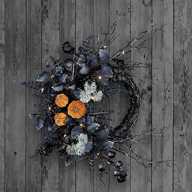 National Tree Company 20-in. Pre-Lit LED Halloween Pumpkin Artificial Wreath