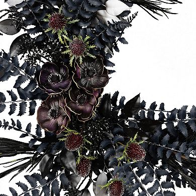 National Tree Company 18-in. Deep Purple Fern Cherry Blossom Artificial Wreath