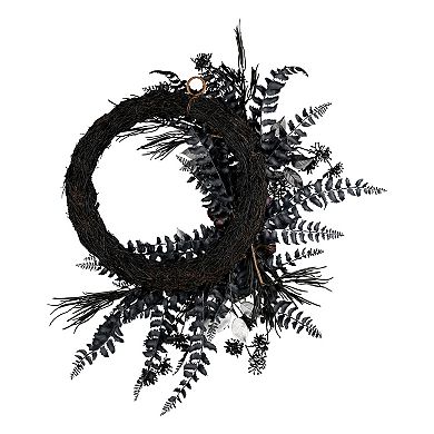National Tree Company 18-in. Deep Purple Fern Cherry Blossom Artificial Wreath