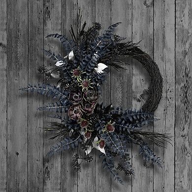 National Tree Company 18-in. Deep Purple Fern Cherry Blossom Artificial Wreath