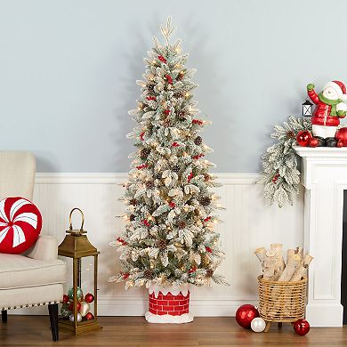 National Tree Company 5-ft. Snowberry Pine 100-Light Artificial Half Christmas Tree