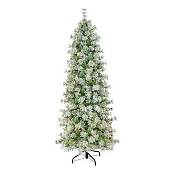 National Tree Company 7.5-ft. Pre-Lit Snowy Bottle Brush Slim Artificial Christmas Tree