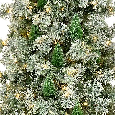National Tree Company 7.5-ft. Pre-Lit Snowy Bottle Brush Slim Artificial Christmas Tree