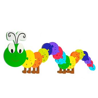 Orange Tree Toys 27 pc Caterpillar Wooden Animal Shaped Alphabet Puzzle