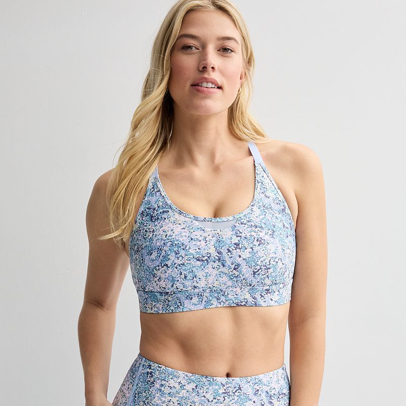 Women's Tek Gear® Ultrastretch Adjustable Mesh Sports Bra, Size: XL, Blue Spots