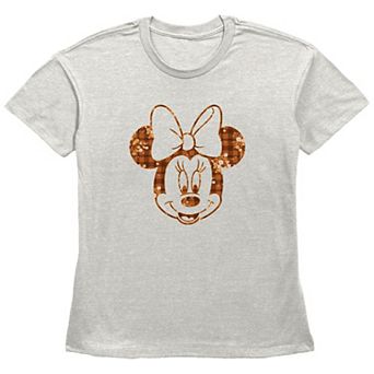 Disney's Minnie Mouse Plaid Floral Print Women's Graphic Tee