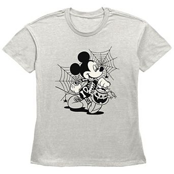 Disney's Mickey Mouse Skeleton Trick Or Treater Women's Graphic Tee