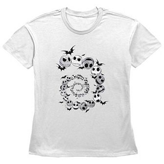 Disney's The Nightmare Before Christmas Jack Skellington And Bats Spiral Women's Graphic Tee