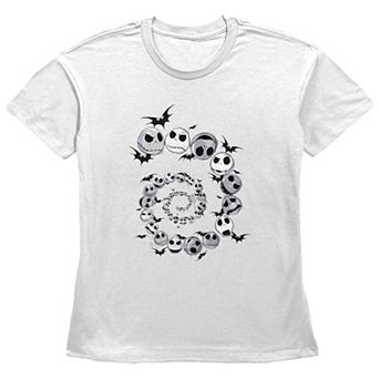 Disney's The Nightmare Before Christmas Jack Skellington And Bats Spiral Women's Graphic Tee