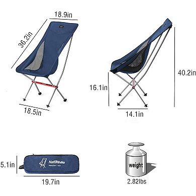 Naturehike Folding Camping Chair High Back Portable Compact Chair Large Heavy Duty 300lbs Adults.