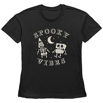 Women's Nickelodeon SpongeBob SquarePants And Patrick Spooky Vibes Graphic Tee