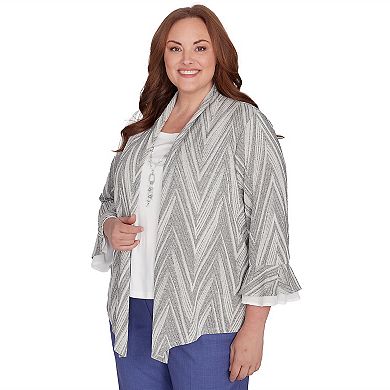 Plus Size Alfred Dunner 2-in-1 Sheer Flutter Sleeve Top