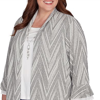 Plus Size Alfred Dunner 2-in-1 Sheer Flutter Sleeve Top