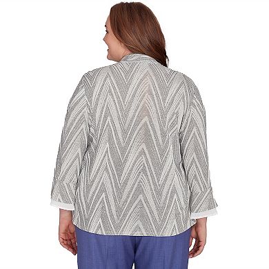 Plus Size Alfred Dunner 2-in-1 Sheer Flutter Sleeve Top