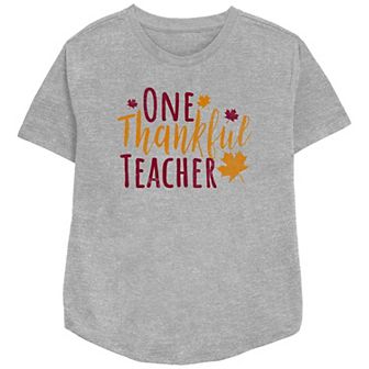 Women's One Thankful Teacher Relaxed Fit Graphic Tee