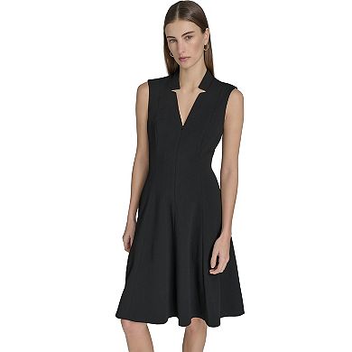Women's Andrew Marc Sleeveless Zip Front Fit & Flare Dress