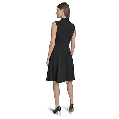 Women's Andrew Marc Sleeveless Zip Front Fit & Flare Dress