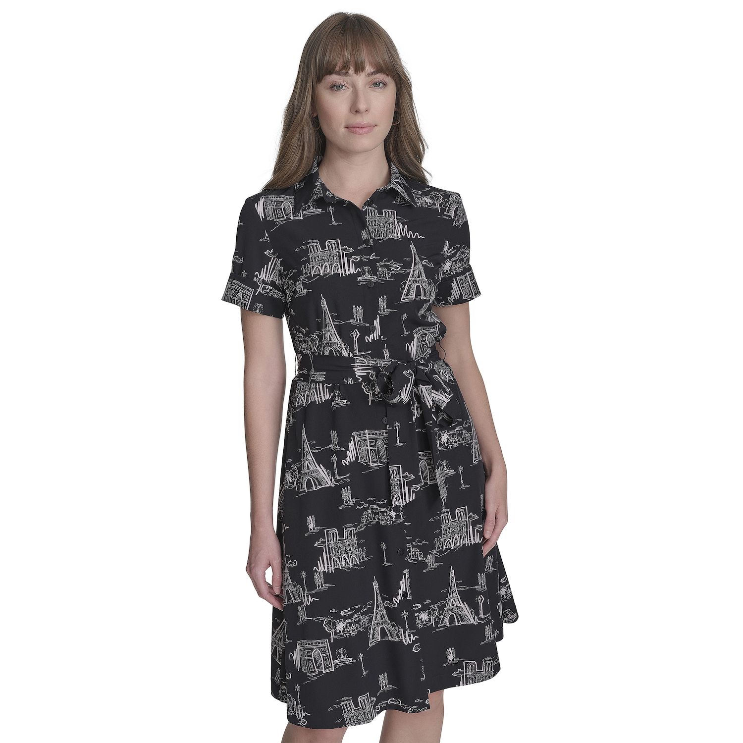 Женские платья La Nouvelle Renaissance Collared Short Sleeve Midi Shirtdress