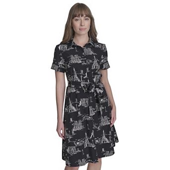 Women's La Nouvelle Renaissance Collared Short Sleeve Midi Shirtdress