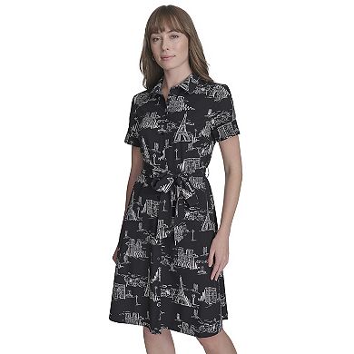 Women's La Nouvelle Renaissance Collared Short Sleeve Midi Shirtdress