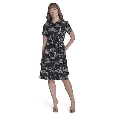 Women's La Nouvelle Renaissance Collared Short Sleeve Midi Shirtdress